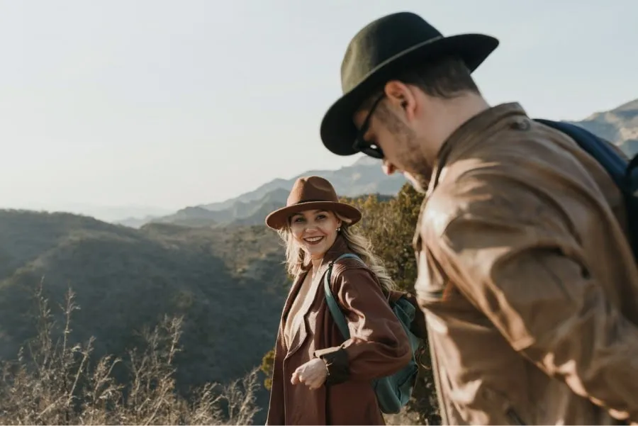 A man and a women hiking
