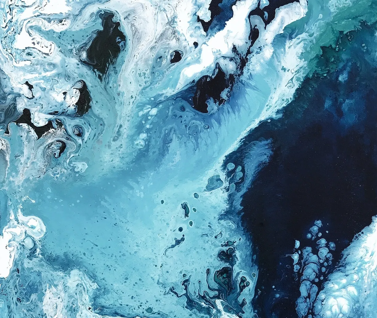 Acrylic painting in black and blue looking like water
